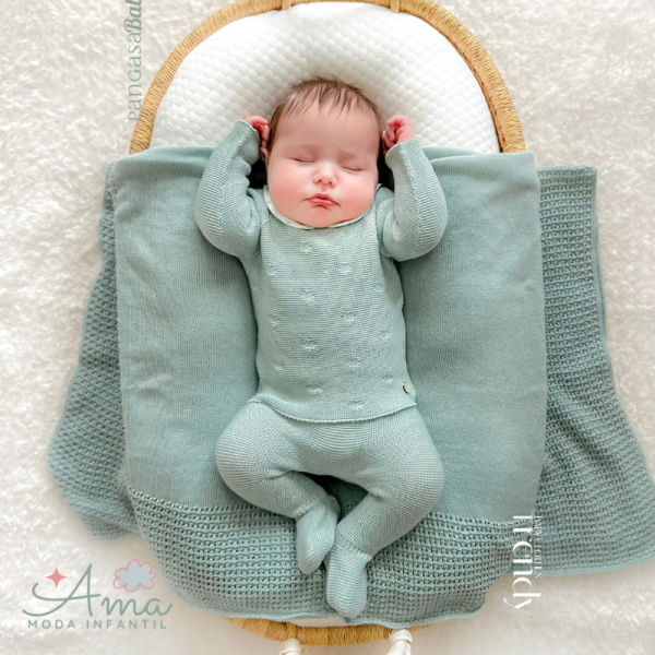 Primera puesta cuello bebé sol verde mint - Pangasa Baby