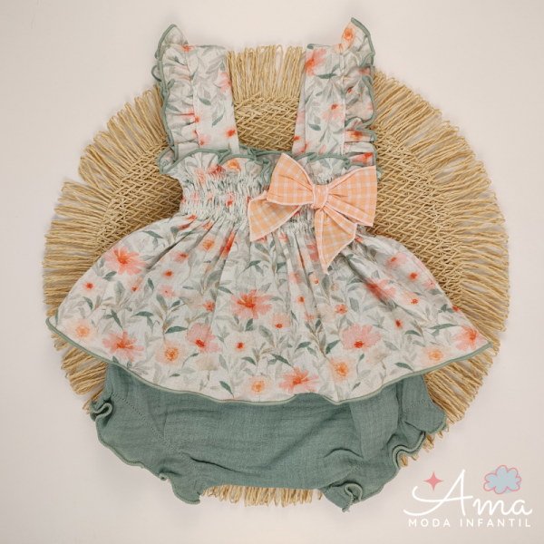 Conjunto pololo verde bebé niña - Colección Subiyán Calamaro Baby