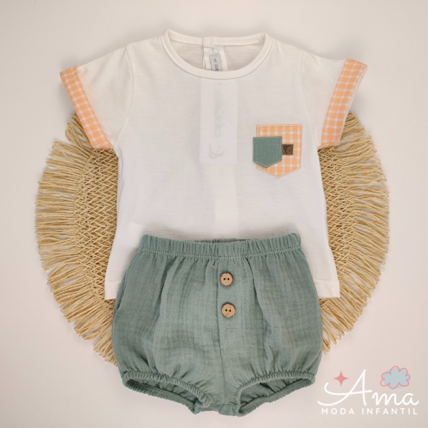 Conjunto pololo verde bebé niño - Colección Subiyán Calamaro Baby