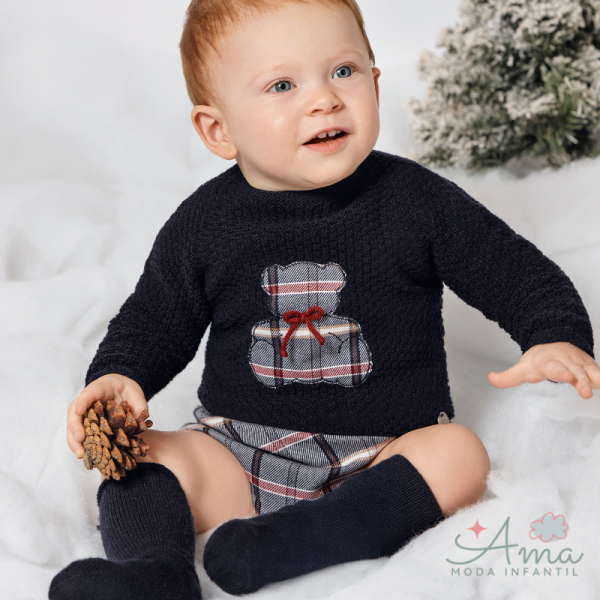 Conjunto braga cuadros osito - Colección Armonía Juliana