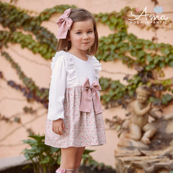 Vestido volantes flores lazo tela - Colección Danza Juliana