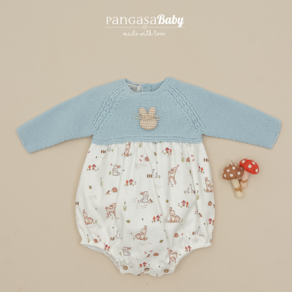 Pelele bambi y conejito celeste empolvado - Pangasa Baby