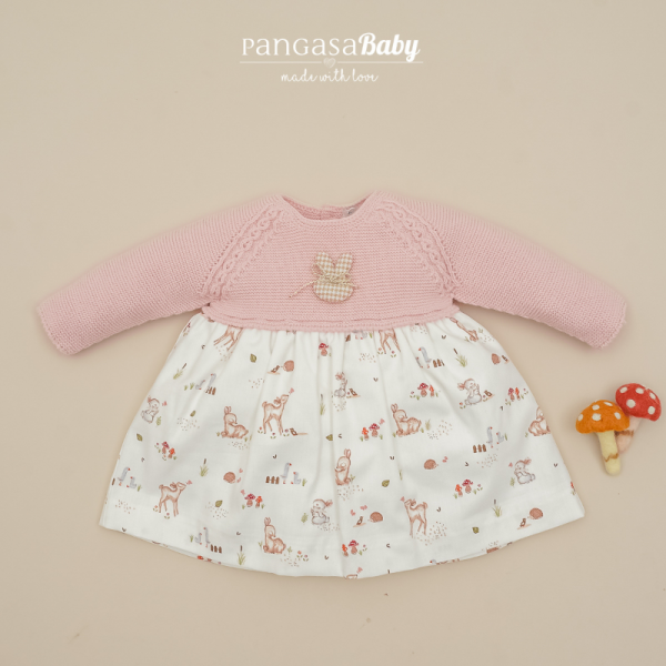 Vestido bambi y conejito rosa empolvado - Pangasa Baby