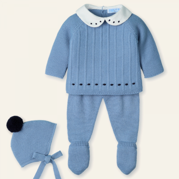 Conjunto primera puesta 3 piezas sin costuras cuello bordado TWEED DREAM - Mac Ilusión