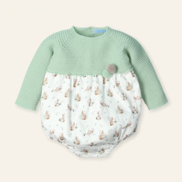 Pelele punto y tejido estampado CONEJITOS AMBROSIA - Mac Ilusión
