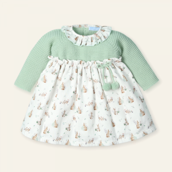 Vestido punto y tejido viella estampada CONEJITOS AMBROSIA - Mac Ilusión