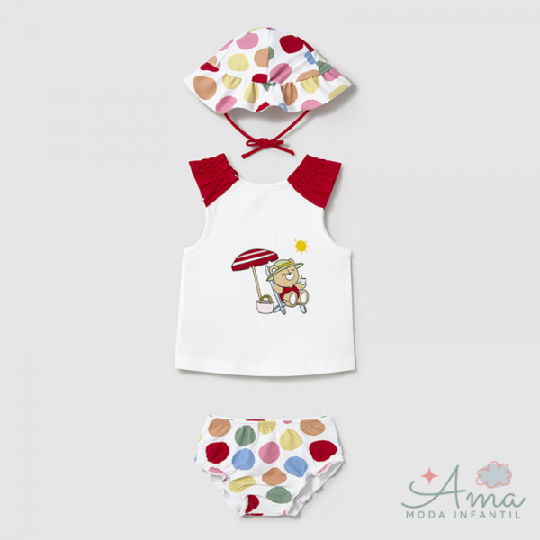 Conjunto baño gorro bebé niña Mayoral